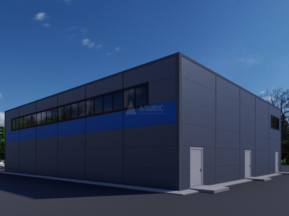 3D визуализация СТО с АБК из сэндвич-панелей - фото 3